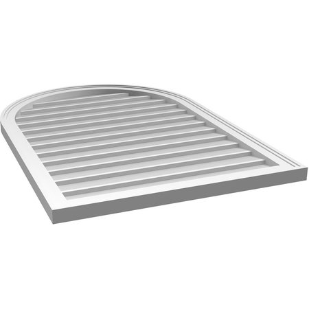 Ekena Millwork Round Top Surface Mount PVC Gable Vent w/ 2"W x 1-1/2"P Brickmould Frame, 28"W x 40"H GVPRT28X4002SN